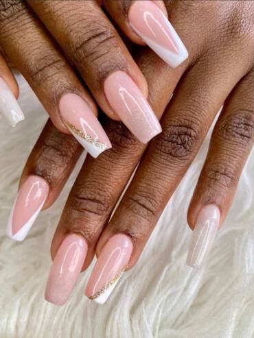 Mixture of Pink, white and golden Nail Paint - Nail Care Service